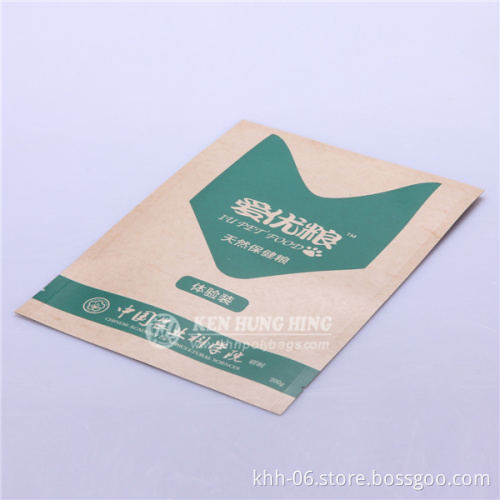 Hot Selling Sealable Three-Side Sealing Pet food Kraft Paper Bags